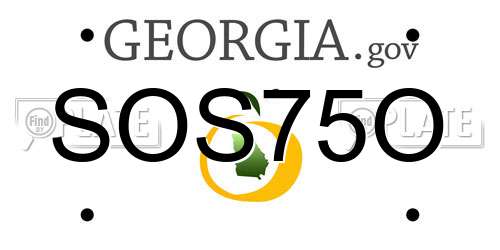 SOS75O Georgia License Plate