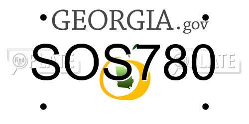 SOS780 Georgia License Plate