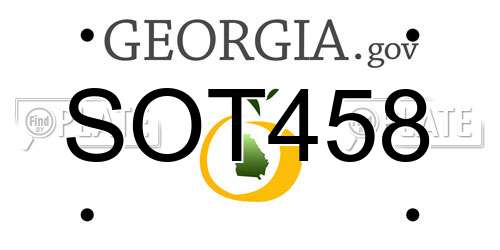 SOT458 Georgia License Plate