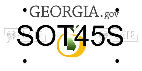 SOT45S Georgia License Plate
