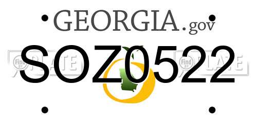 SOZ0522 Georgia License Plate