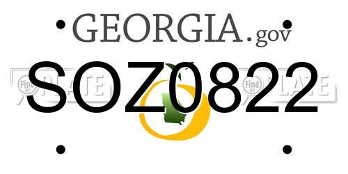 SOZ0822 Georgia License Plate