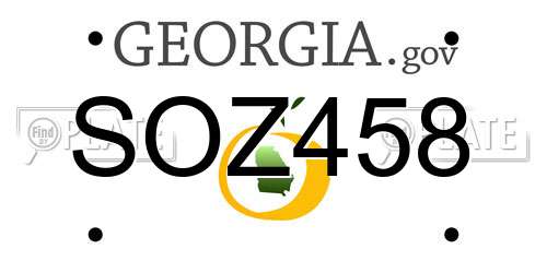 SOZ458 Georgia License Plate
