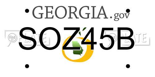 SOZ45B Georgia License Plate