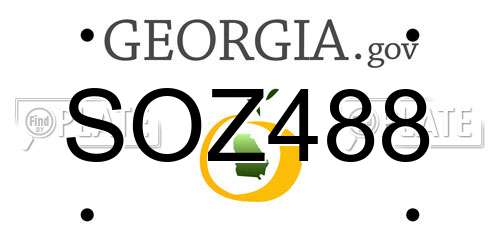 SOZ488 Georgia License Plate
