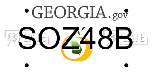 SOZ48B Georgia License Plate