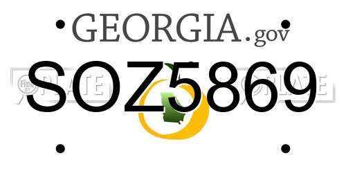SOZ5869 Georgia License Plate