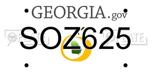 SOZ625 Georgia License Plate
