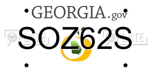 SOZ62S Georgia License Plate