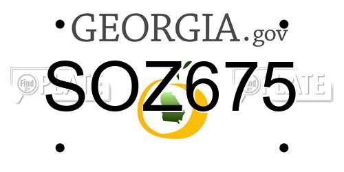 SOZ675 Georgia License Plate