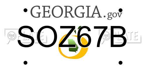 SOZ67B Georgia License Plate