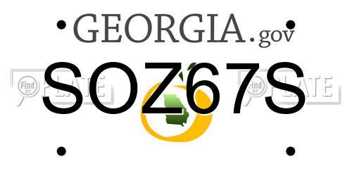 SOZ67S Georgia License Plate