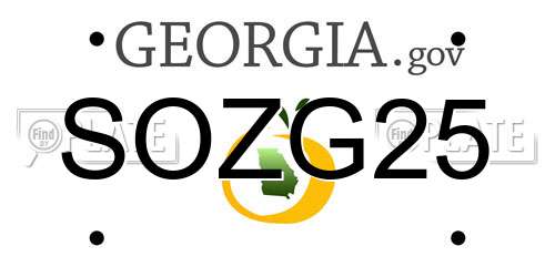 SOZG25 Georgia License Plate