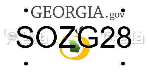 SOZG28 Georgia License Plate