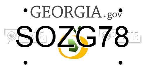 SOZG78 Georgia License Plate