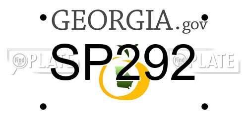 SP292 Georgia License Plate
