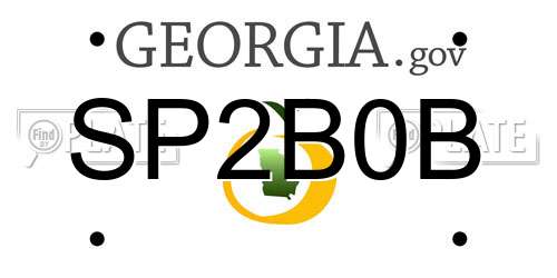 SP2B0B Georgia License Plate