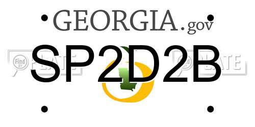 SP2D2B Georgia License Plate