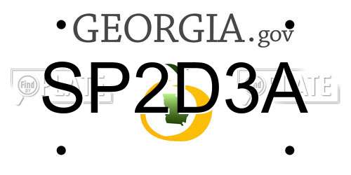 SP2D3A Georgia License Plate
