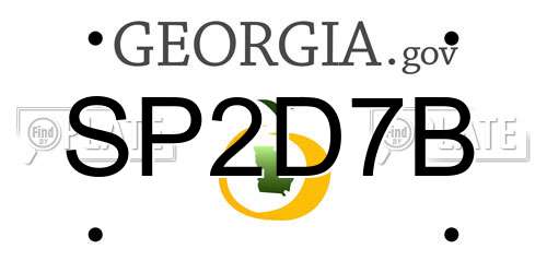 SP2D7B Georgia License Plate