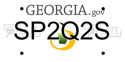 SP2Q2S Georgia License Plate