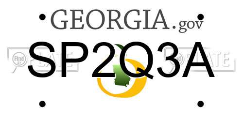 SP2Q3A Georgia License Plate