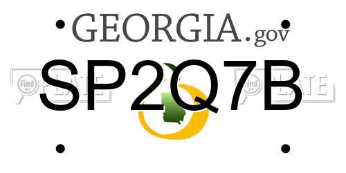 SP2Q7B Georgia License Plate
