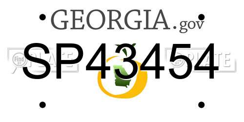 SP43454 Georgia License Plate