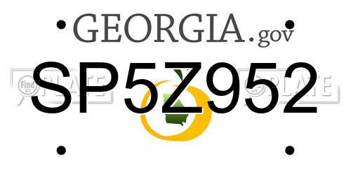 SP5Z952 Georgia License Plate
