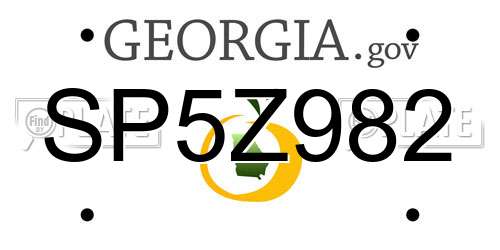 SP5Z982 Georgia License Plate