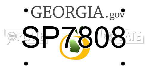SP7808 Georgia License Plate