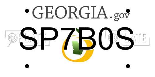 SP7B0S Georgia License Plate