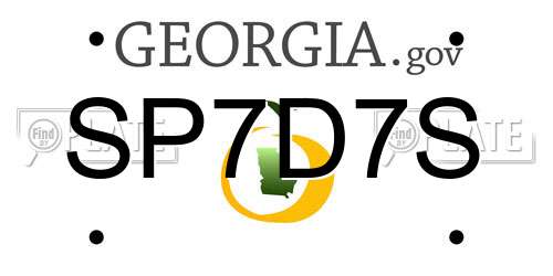 SP7D7S Georgia License Plate