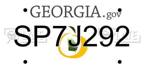 SP7J292 Georgia License Plate