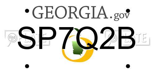 SP7Q2B Georgia License Plate