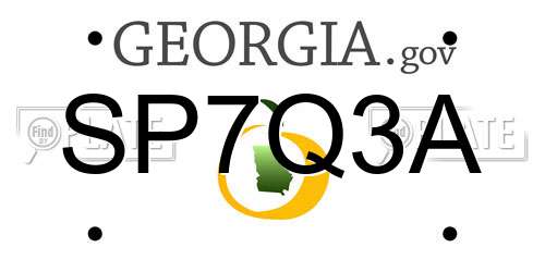 SP7Q3A Georgia License Plate