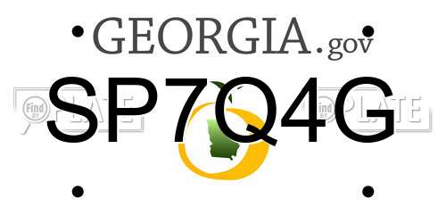 SP7Q4G Georgia License Plate
