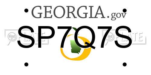 SP7Q7S Georgia License Plate