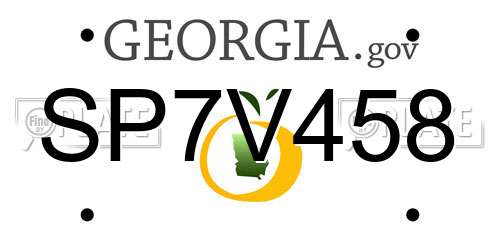 SP7V458 Georgia License Plate