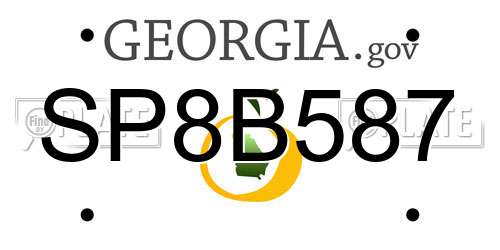 SP8B587 Georgia License Plate