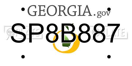 SP8B887 Georgia License Plate
