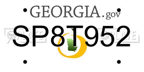 SP8T952 Georgia License Plate