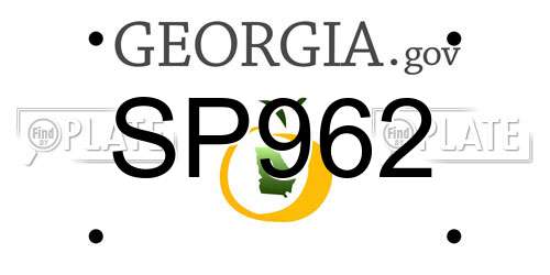 SP962 Georgia License Plate