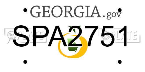 SPA2751 Georgia License Plate