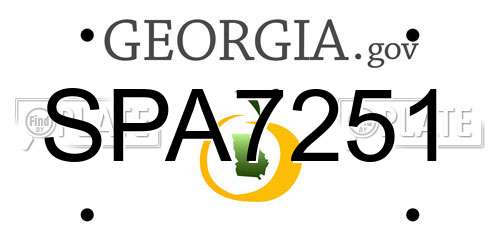 SPA7251 Georgia License Plate