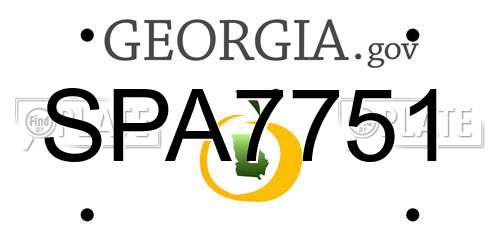 SPA7751 Georgia License Plate