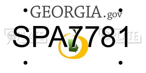 SPA7781 Georgia License Plate