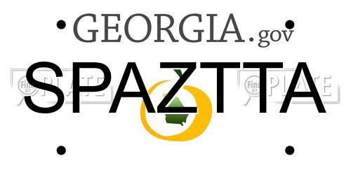 SPAZTTA Georgia License Plate