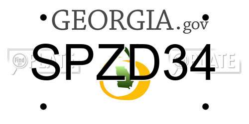 SPZD34 Georgia License Plate