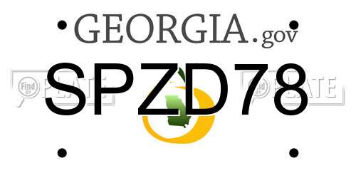 SPZD78 Georgia License Plate
